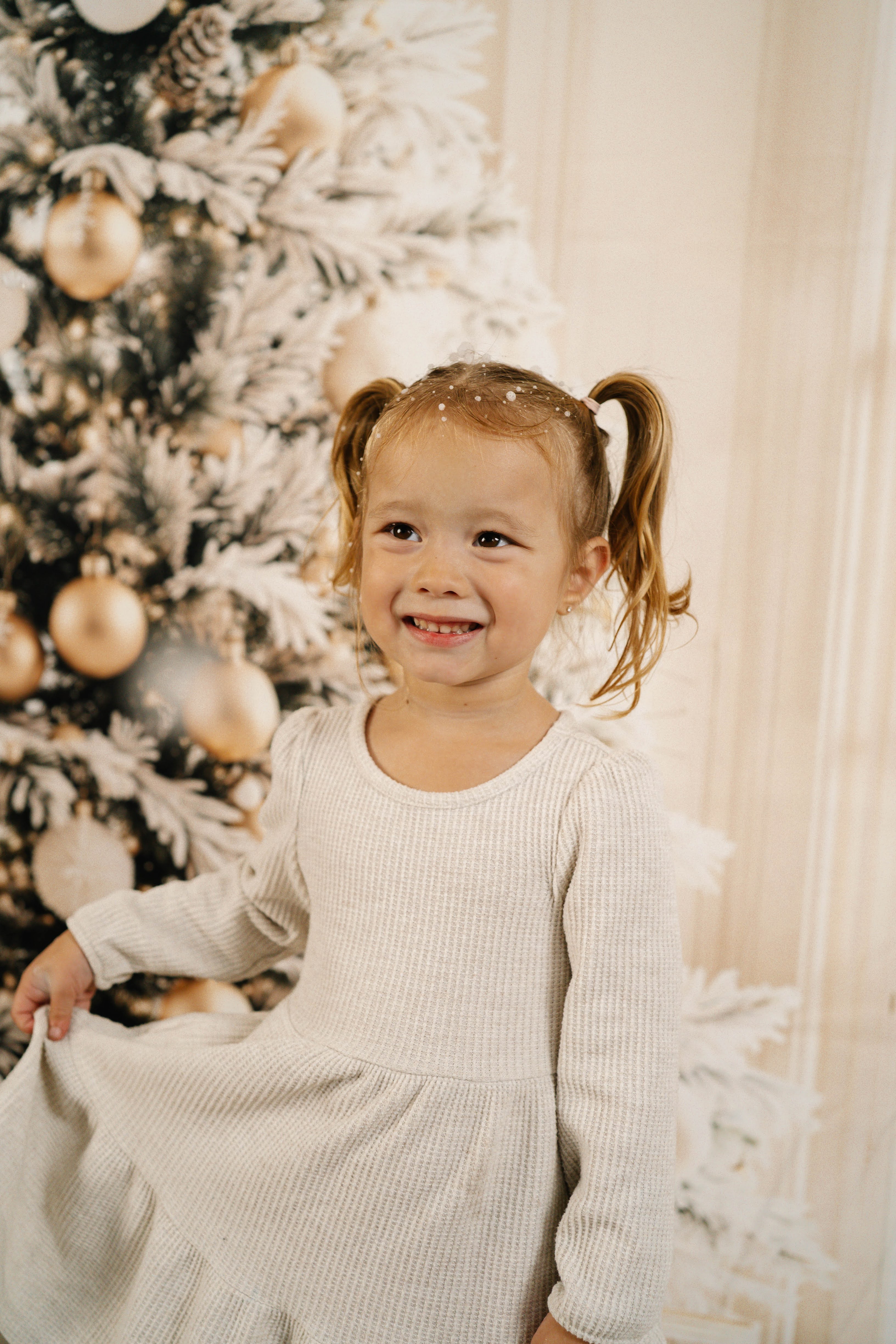 Little girl in a soft studio setup during a Vacaville kids photography session.