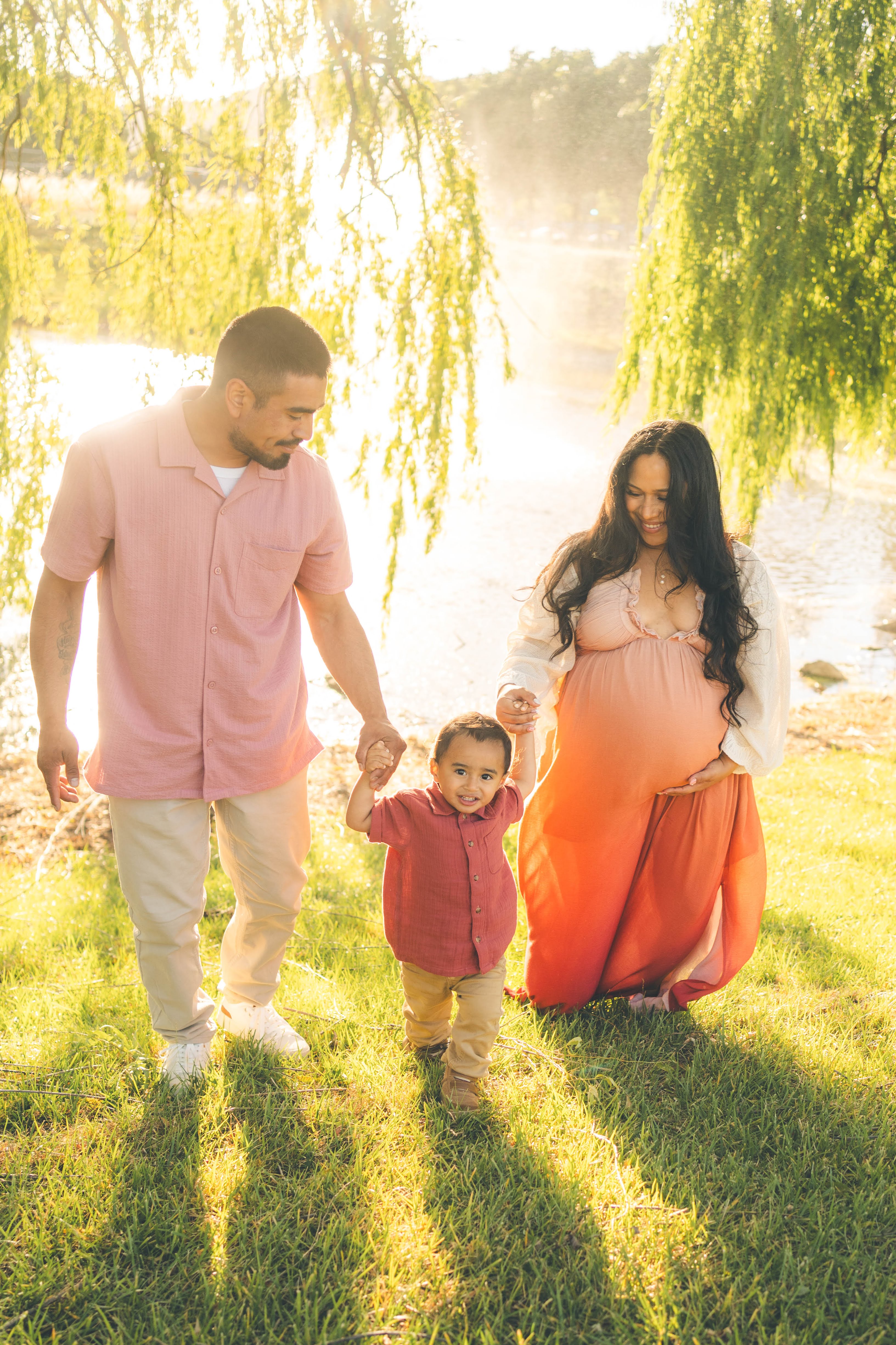 Outdoor maternity portrait in golden light during a Vacaville maternity session.